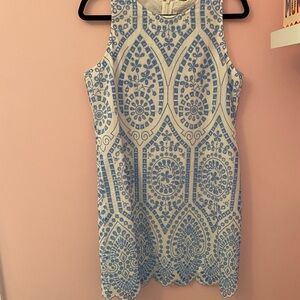 Blue and White Patterned Dress